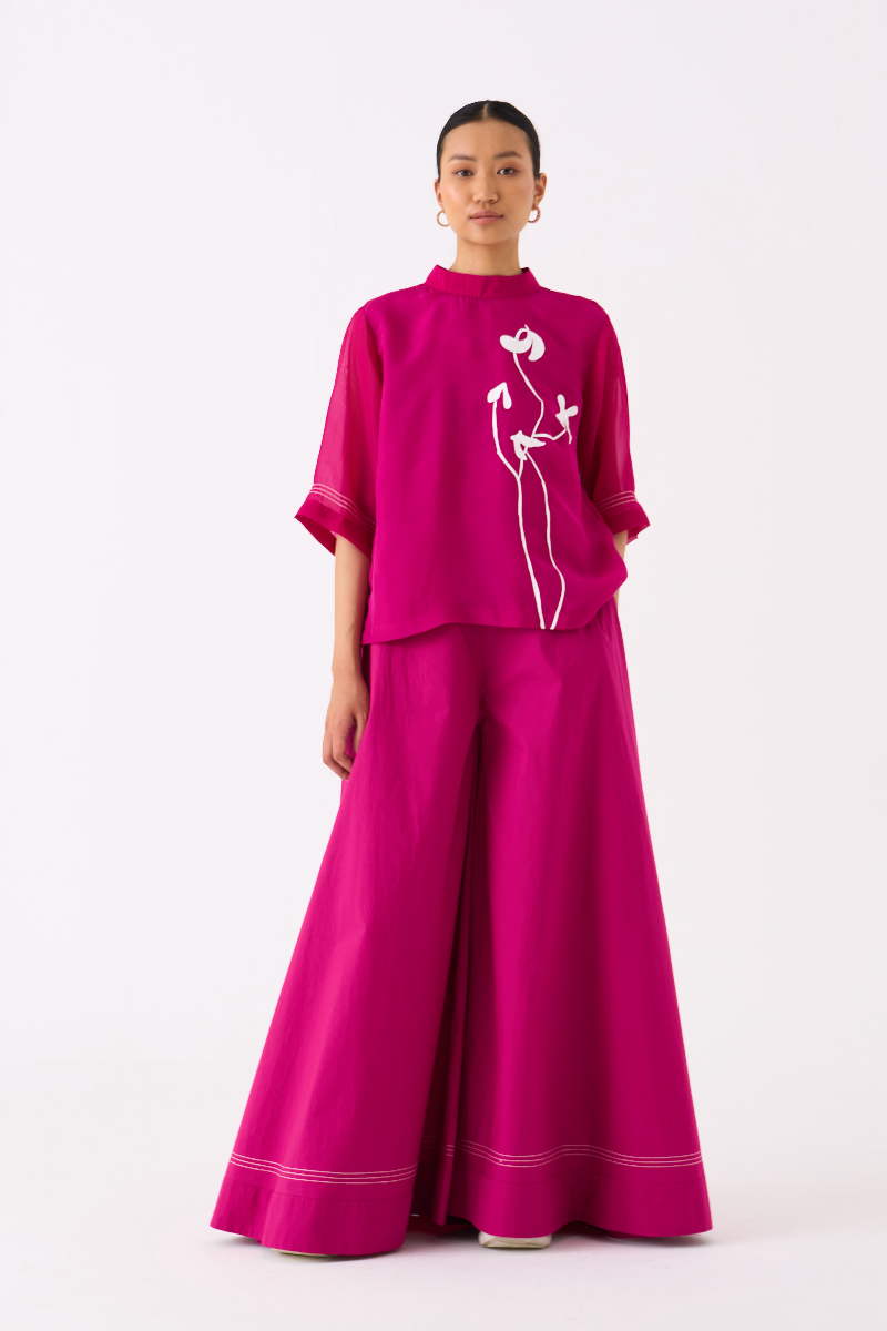 WIDE LEG BROAD BOTTOM-FUSCHIA