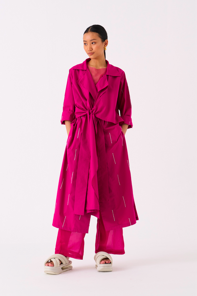 EMB. TIE JACKET-FUSCHIA