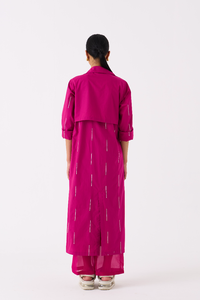 EMB. TIE JACKET CO-ORD 
(SET OF 2)-FUSCHIA