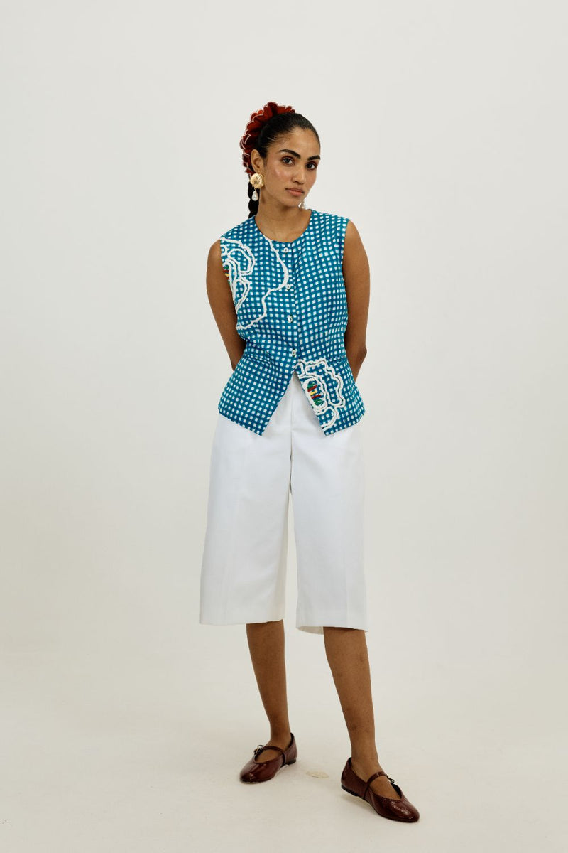 Soro Check Waistcoat satin by JodiLife for women Worldwide