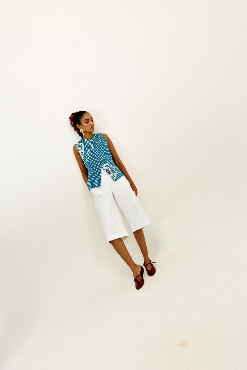 Soro Check Waistcoat satin by JodiLife for women Worldwide