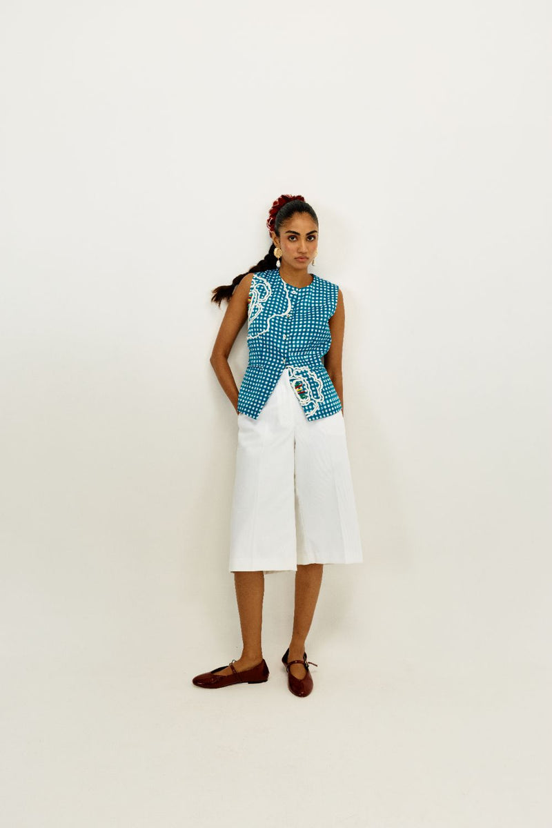 Soro Check Waistcoat satin by JodiLife for women Worldwide