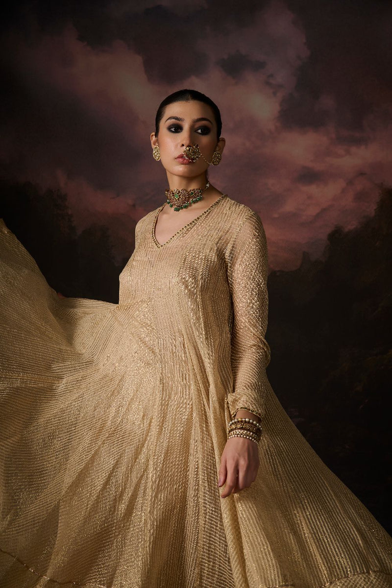 DAANIA KURTA organza by SWATTI KAPOOR in gold color for women Worldwide