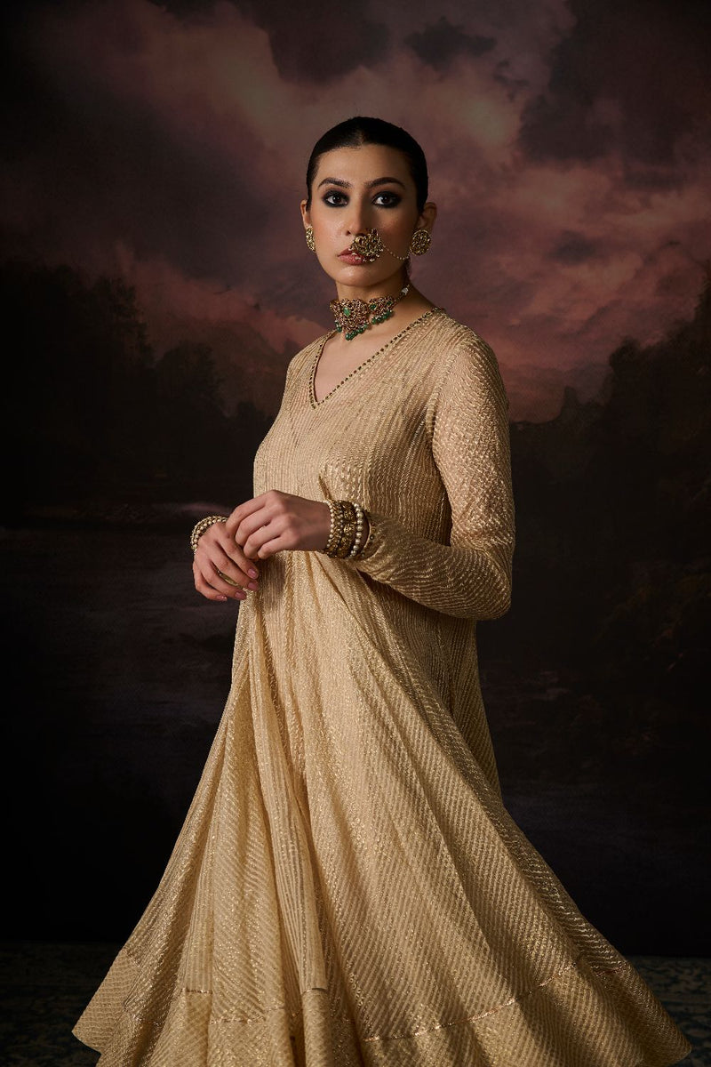 DAANIA KURTA organza by SWATTI KAPOOR in gold color for women Worldwide
