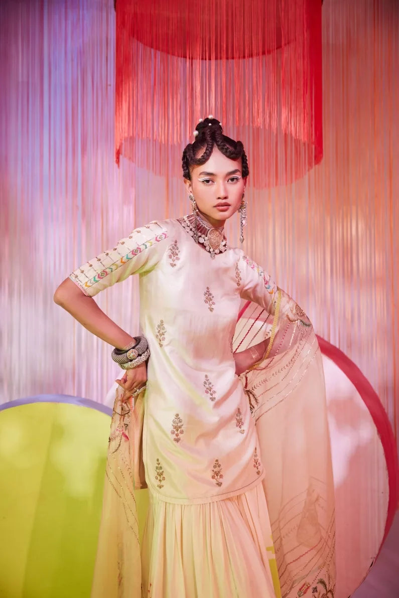 IVORY ORCHID GHARARA SET Kurta Sets by Rajiramniq for women Worldwide