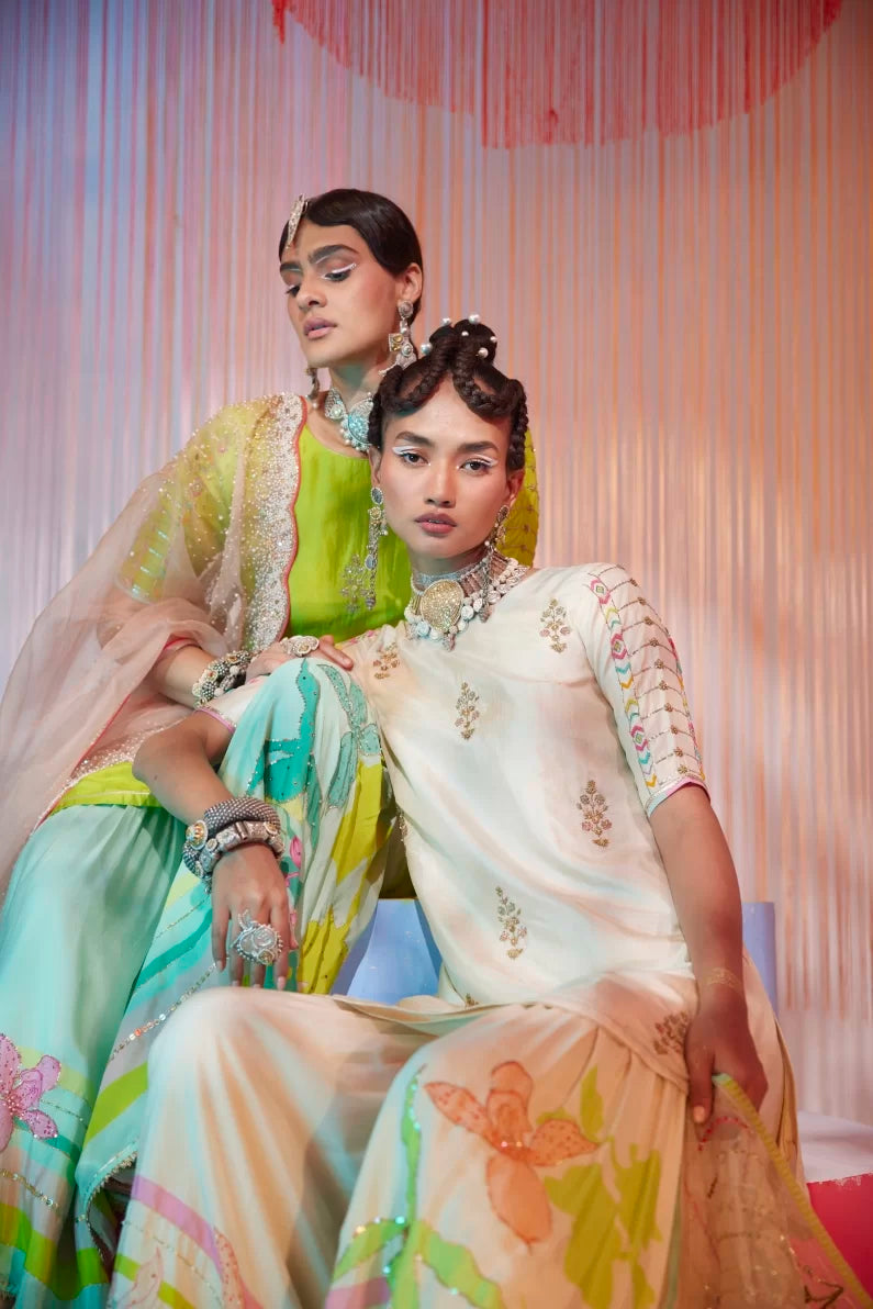 IVORY ORCHID GHARARA SET Kurta Sets by Rajiramniq for women Worldwide