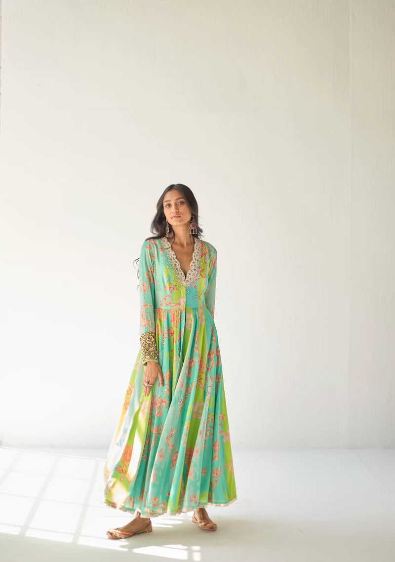 FEROZY ORCHID ANARKALI SET Kurta Sets by Rajiramniq for women Worldwide