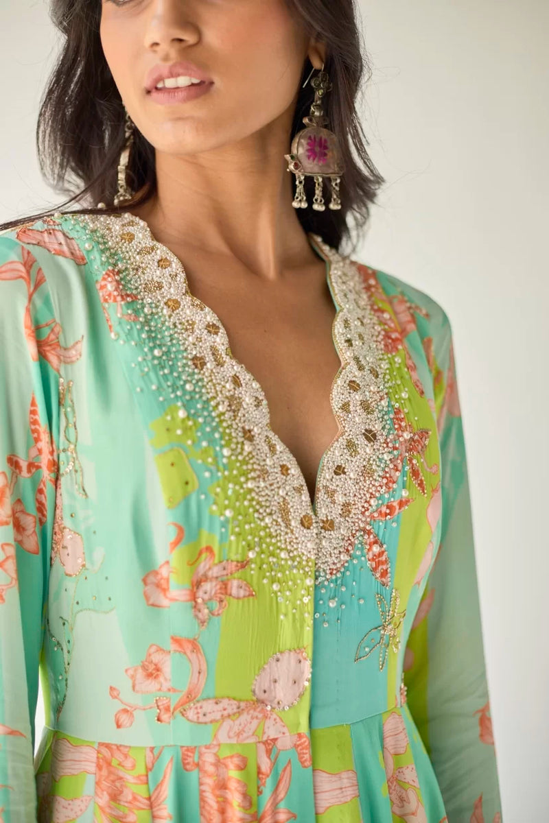 FEROZY ORCHID ANARKALI SET Kurta Sets by Rajiramniq for women Worldwide