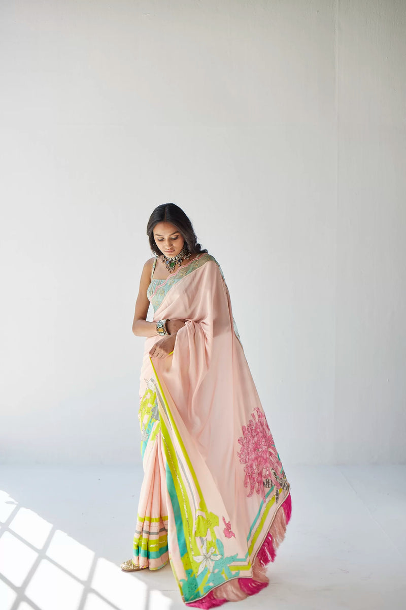 NUDE PINK ORCHID SARI Sarees by Rajiramniq for women Worldwide