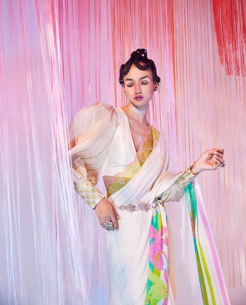IVORY ORCHID SARI Sarees by Rajiramniq for women Worldwide