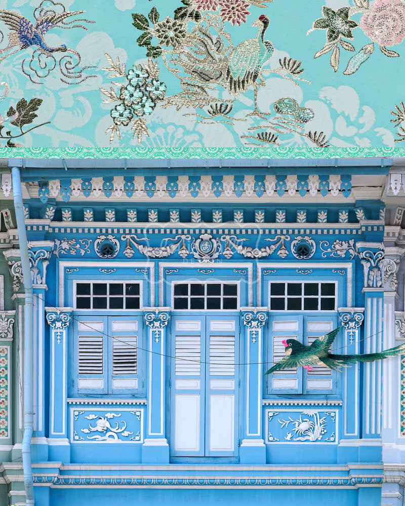 Singapore Shophouses In Heritage Blues & Greens