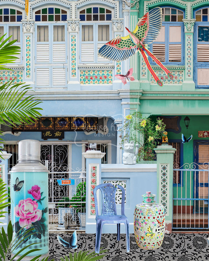 Shophouse Trio in Emerald Greens & Blues