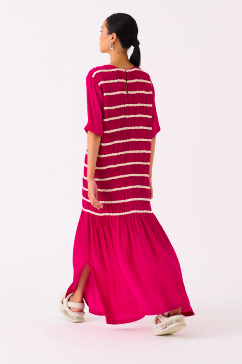 SHIRRING DRESS-FUSCHIA by THREE for women Worldwide