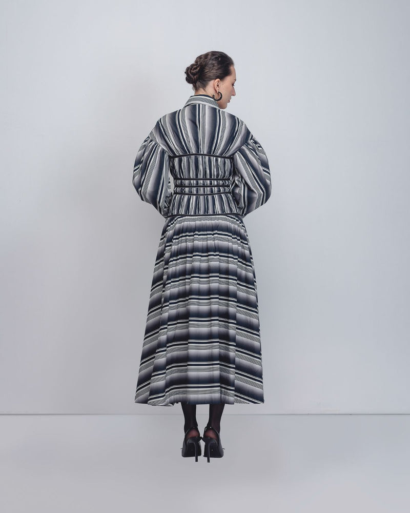 Dia Dress - Black + White Stripes cotton by Leh Studios in black color for women Worldwide