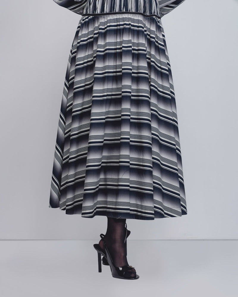 Dia Dress - Black + White Stripes cotton by Leh Studios in black color for women Worldwide