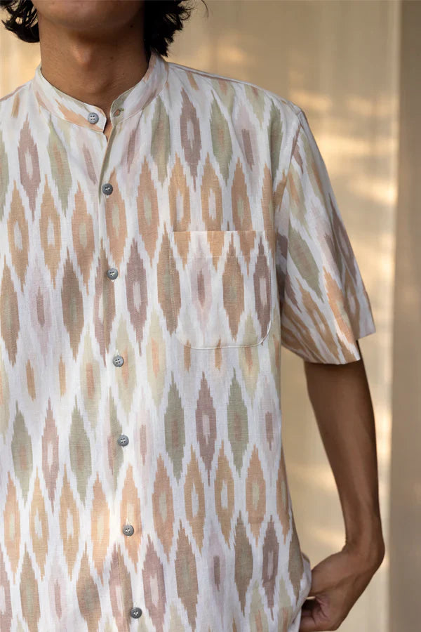 DIAMONDS IN DUST BAND COLLAR SHIRT 100% cotton by Translate Men for men Worldwide