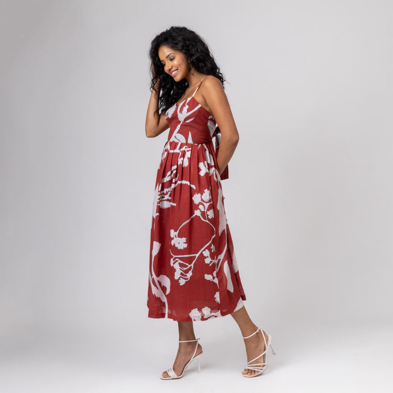 Mary printed dress organic cotton gauge by Doodlage in multi color for women Worldwide