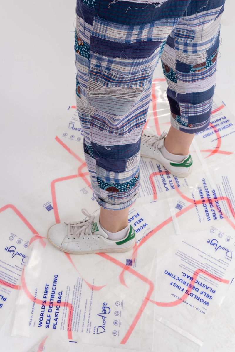 JUNE PATCH WORK PANTS by Doodlage in blue color for women Worldwide