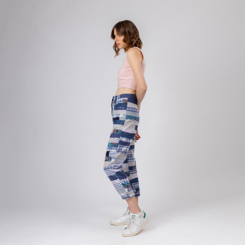 JUNE PATCH WORK PANTS by Doodlage in blue color for women Worldwide