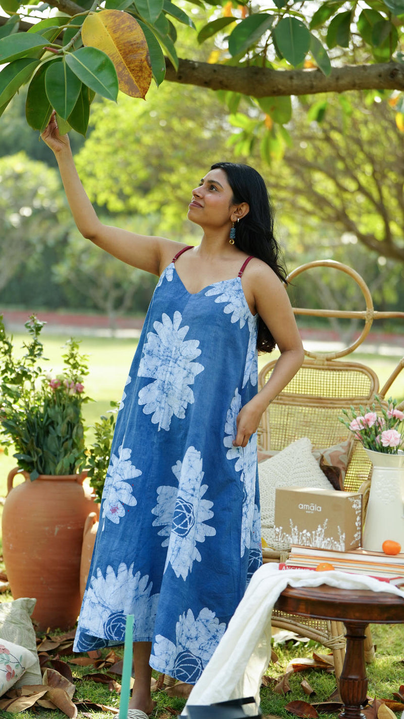 YUI SLIP DRESS by Doodlage in blue color for women Worldwide