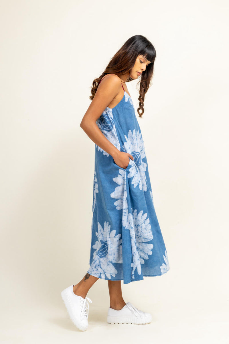YUI SLIP DRESS by Doodlage in blue color for women Worldwide