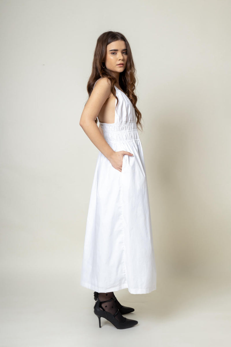 August White Dress by Doodlage in purple color for women Worldwide