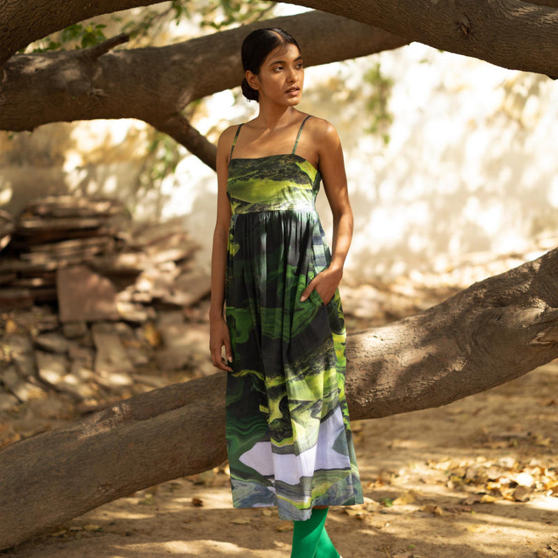 Ella Green Dress by Doodlage in green color for women Worldwide