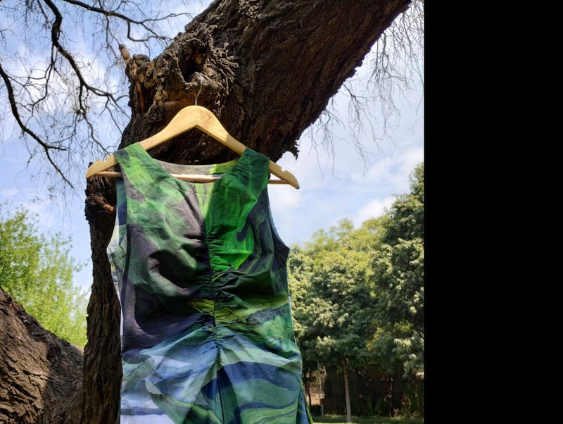 Sarah Printed Dress by Doodlage in green color for women Worldwide