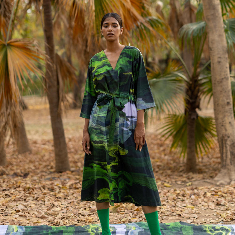 Doris Green Dress by Doodlage in green color for women Worldwide
