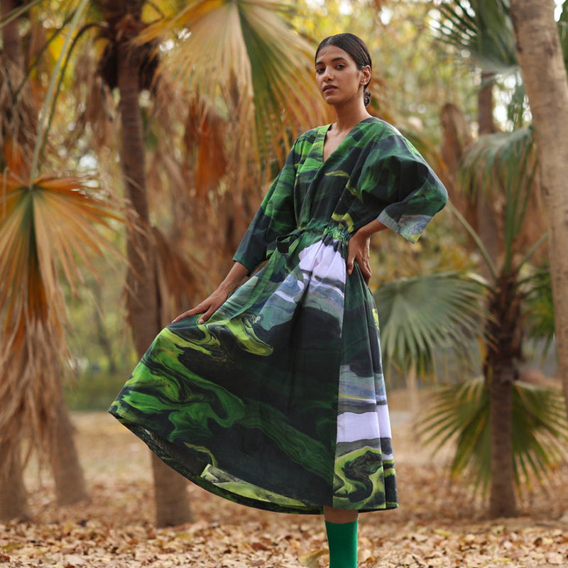 Doris Green Dress by Doodlage in green color for women Worldwide