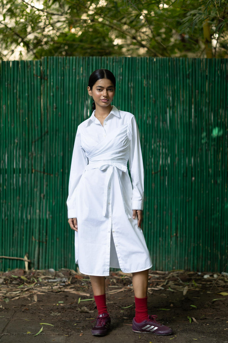 Thea Shirt Dress by Doodlage in white color for women Worldwide