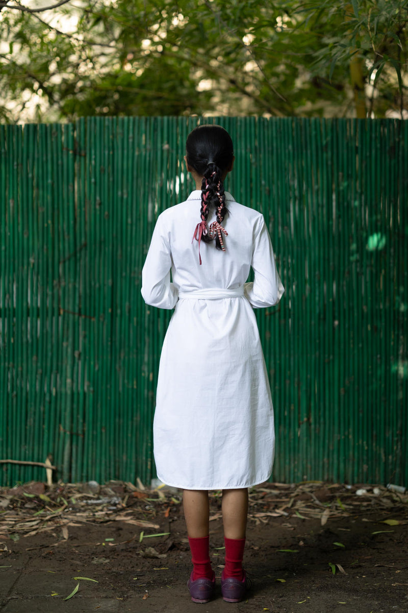 Thea Shirt Dress by Doodlage in white color for women Worldwide