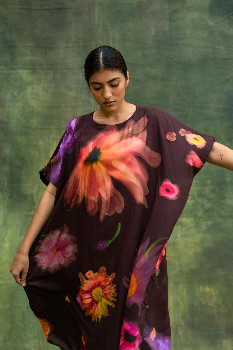Blair Printed Kaftan by Doodlage in brown color for women Worldwide