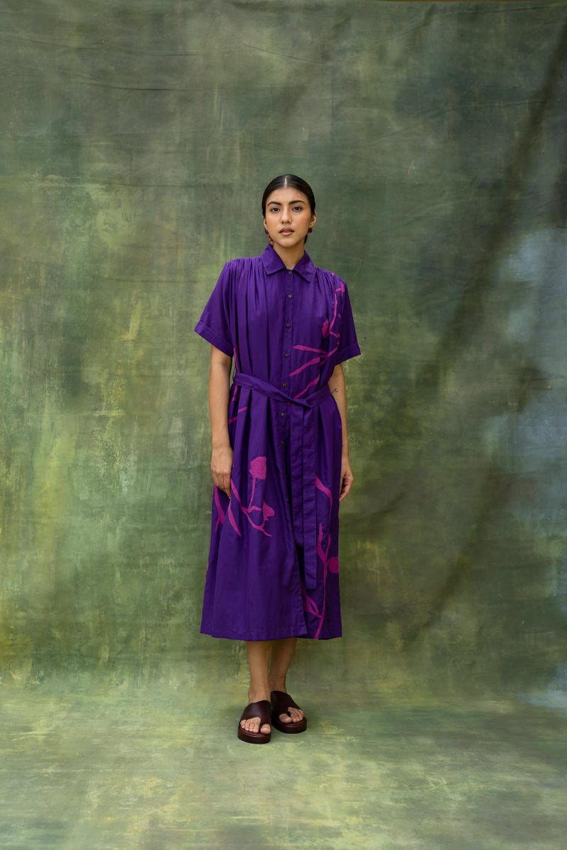 Zora Embroidered Dress by Doodlage in purple color for women Worldwide