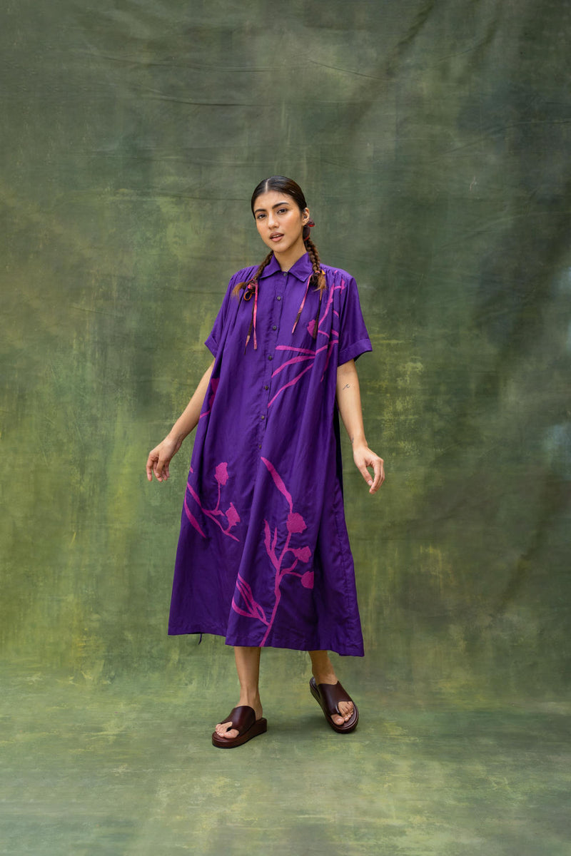 Zora Embroidered Dress by Doodlage in purple color for women Worldwide