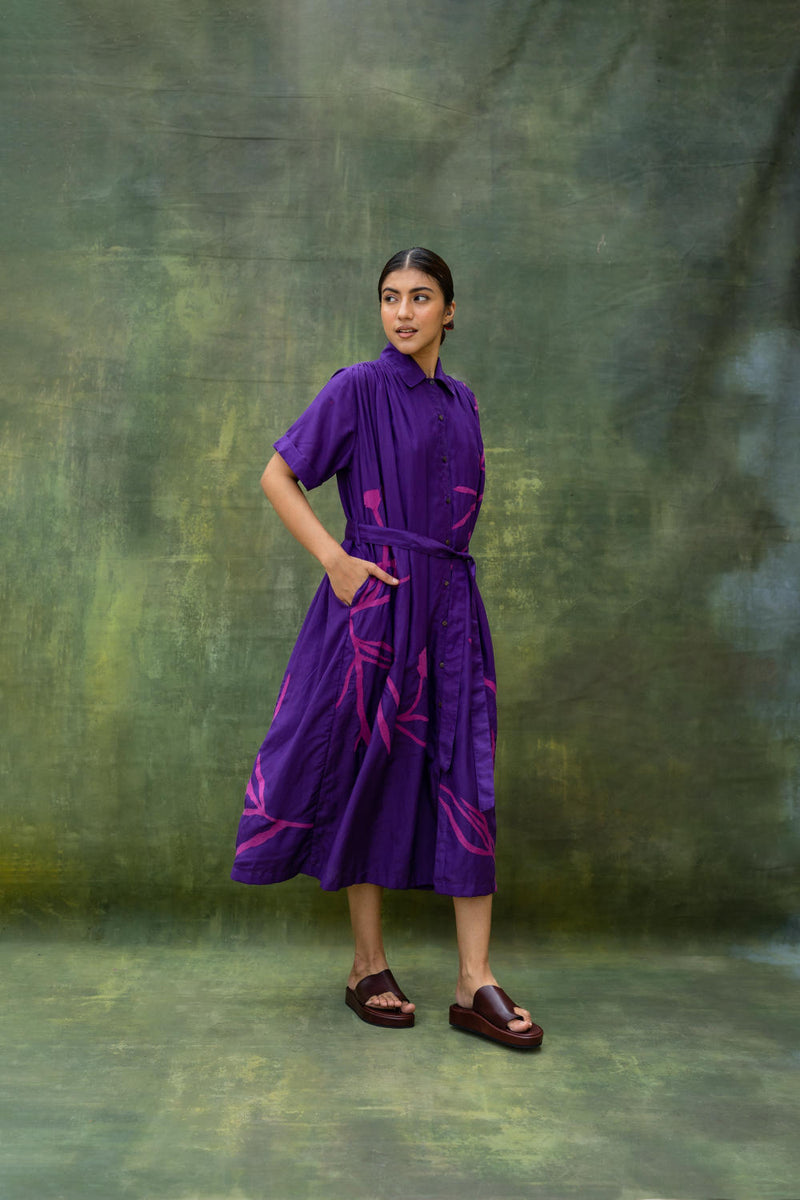 Zora Embroidered Dress by Doodlage in purple color for women Worldwide