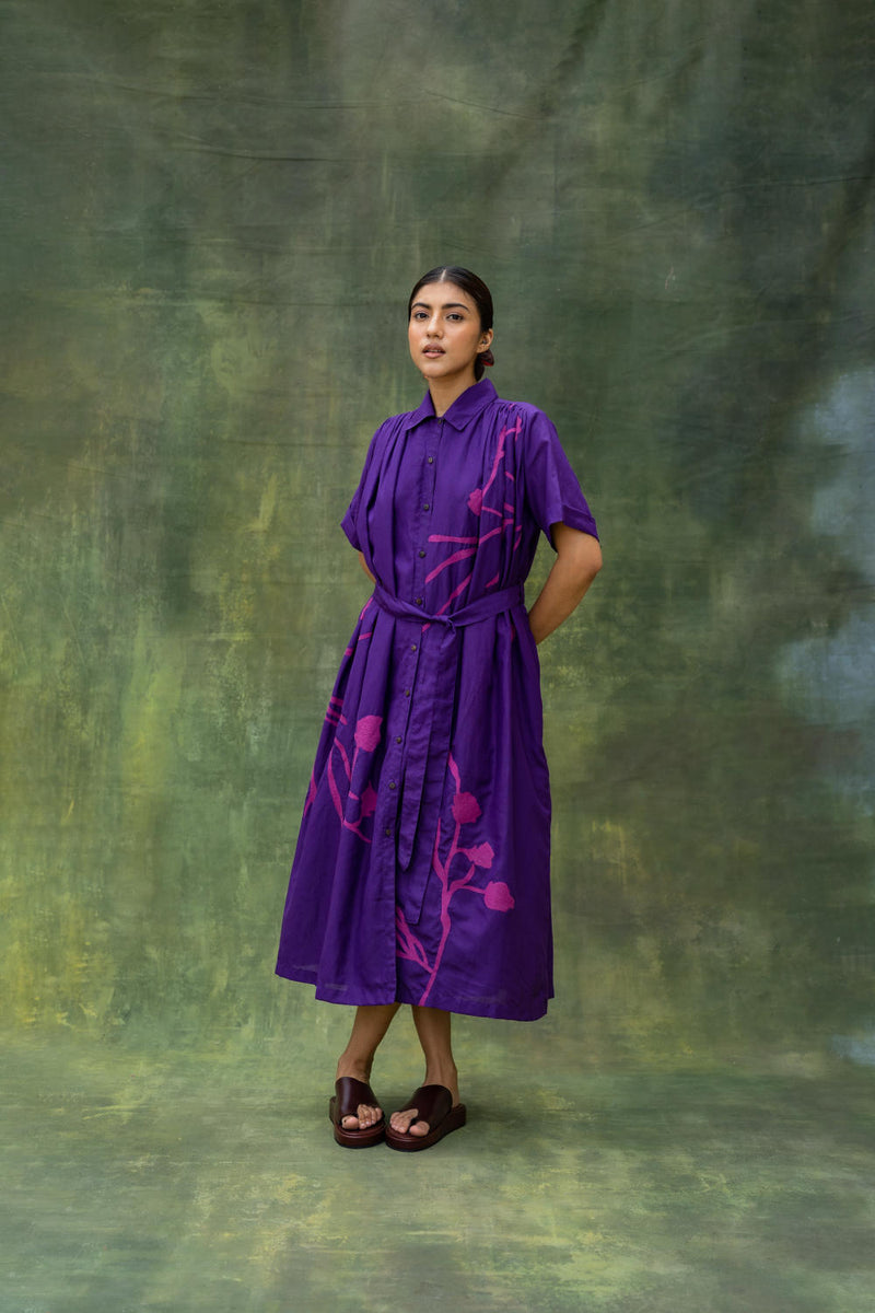 Zora Embroidered Dress by Doodlage in purple color for women Worldwide