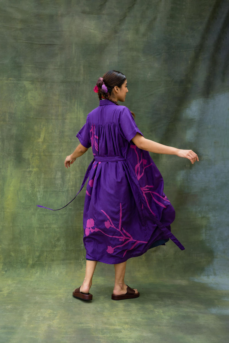 Zora Embroidered Dress by Doodlage in purple color for women Worldwide