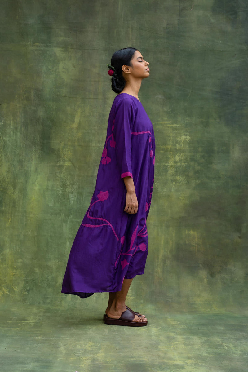 Jill Embroidered Dress by Doodlage in purple color for women Worldwide