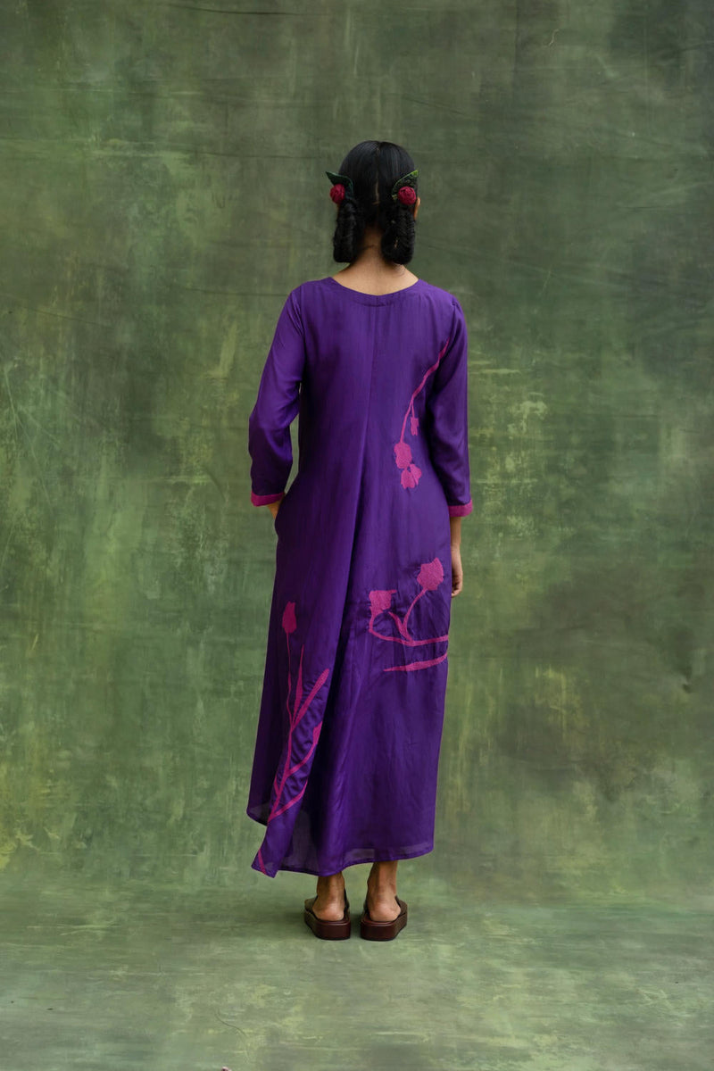 Jill Embroidered Dress by Doodlage in purple color for women Worldwide