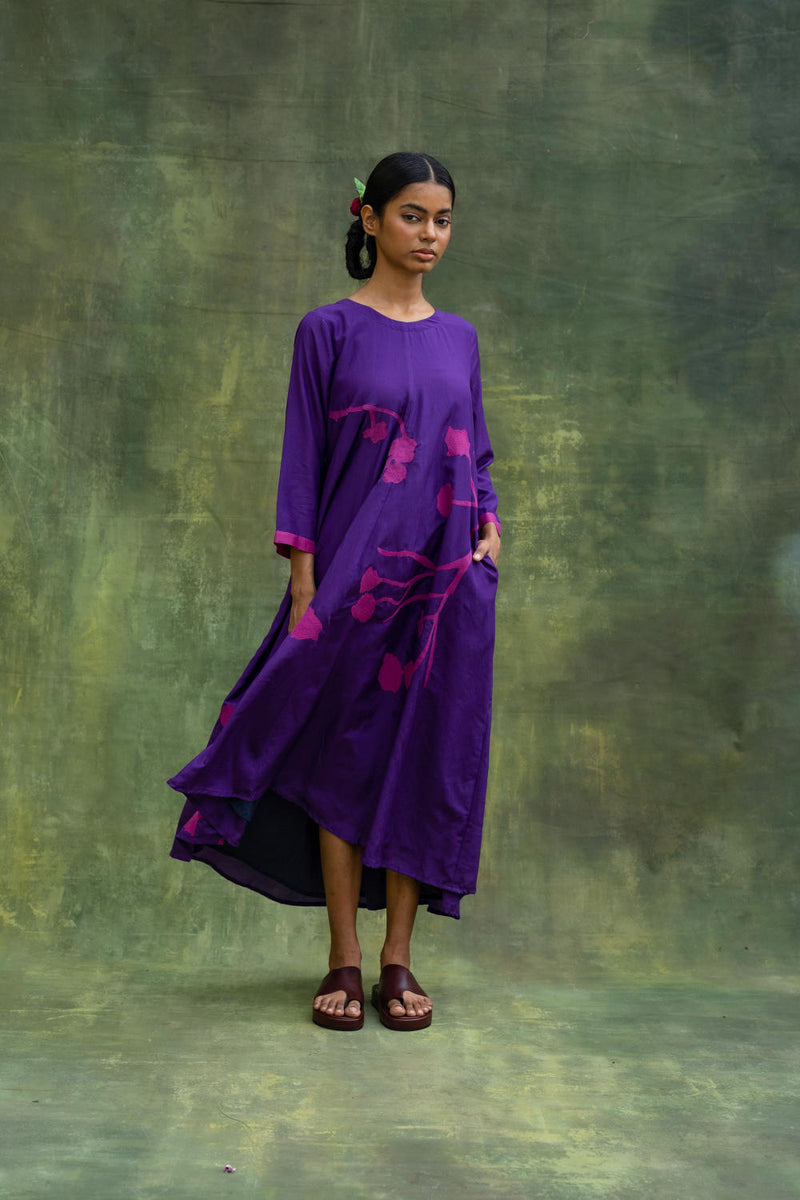 Jill Embroidered Dress by Doodlage in purple color for women Worldwide