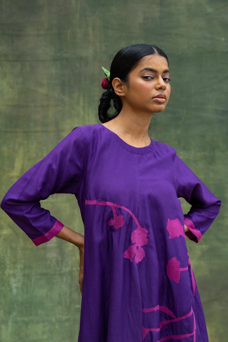 Jill Embroidered Dress by Doodlage in purple color for women Worldwide