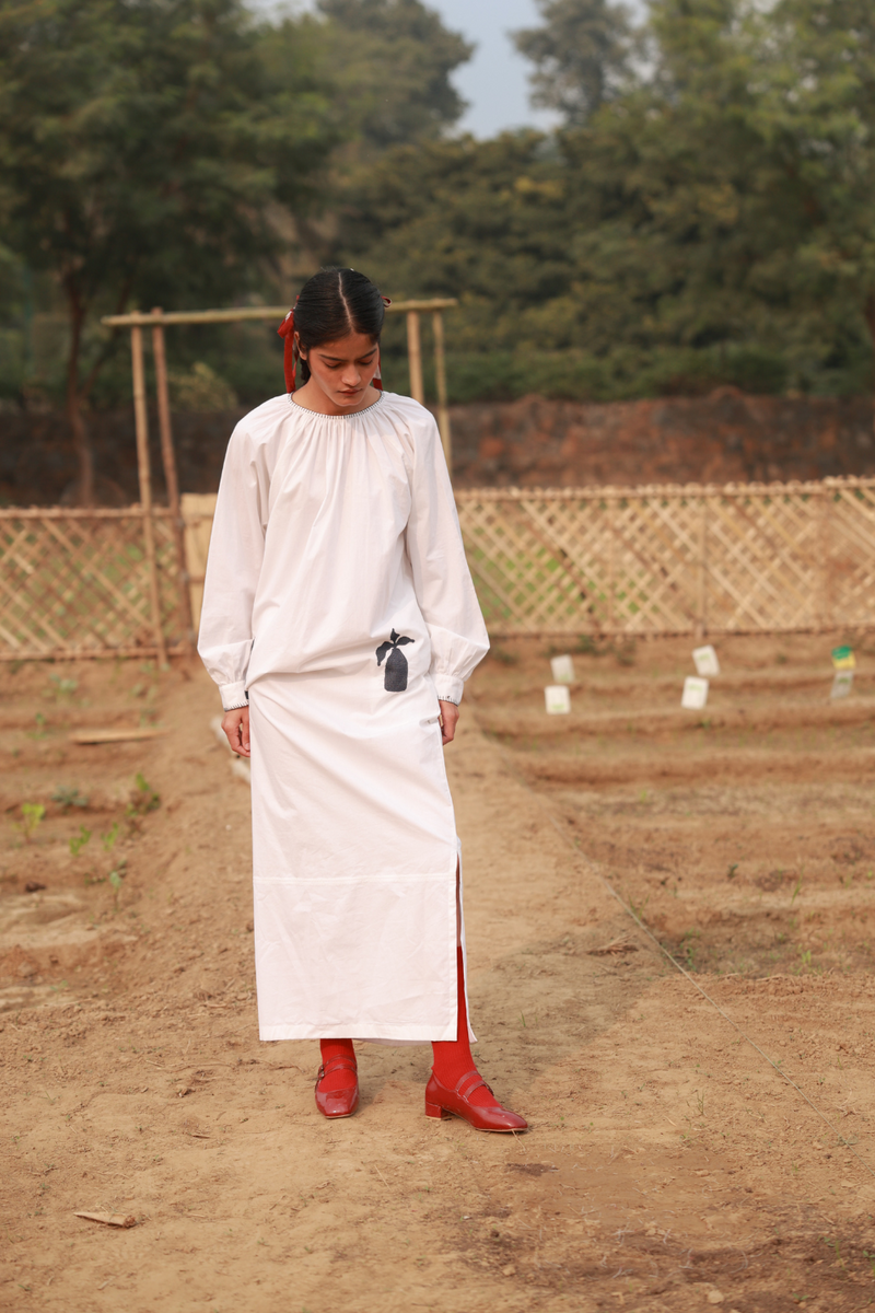 ASTRID WHITE DRESS upcycled cotton by Doodlage in white color for women Worldwide