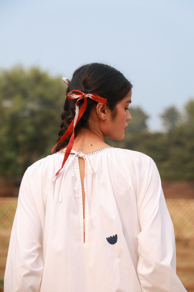 ASTRID WHITE DRESS upcycled cotton by Doodlage in white color for women Worldwide