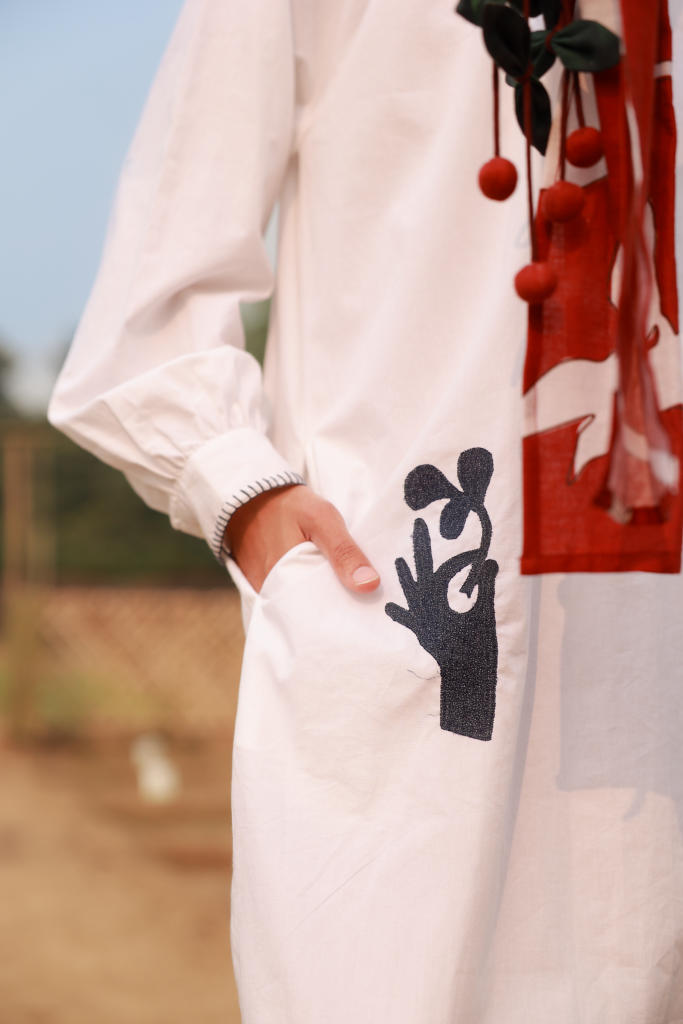 ASTRID WHITE DRESS upcycled cotton by Doodlage in white color for women Worldwide