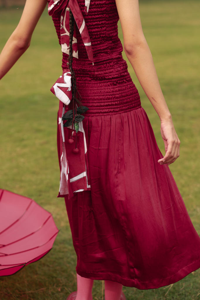 CHERRY DRESS bemberg by Doodlage in red color for women Worldwide