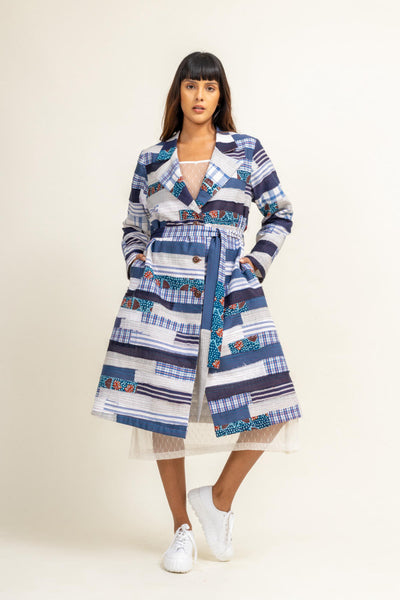 SKY PATCHWORK TRENCH