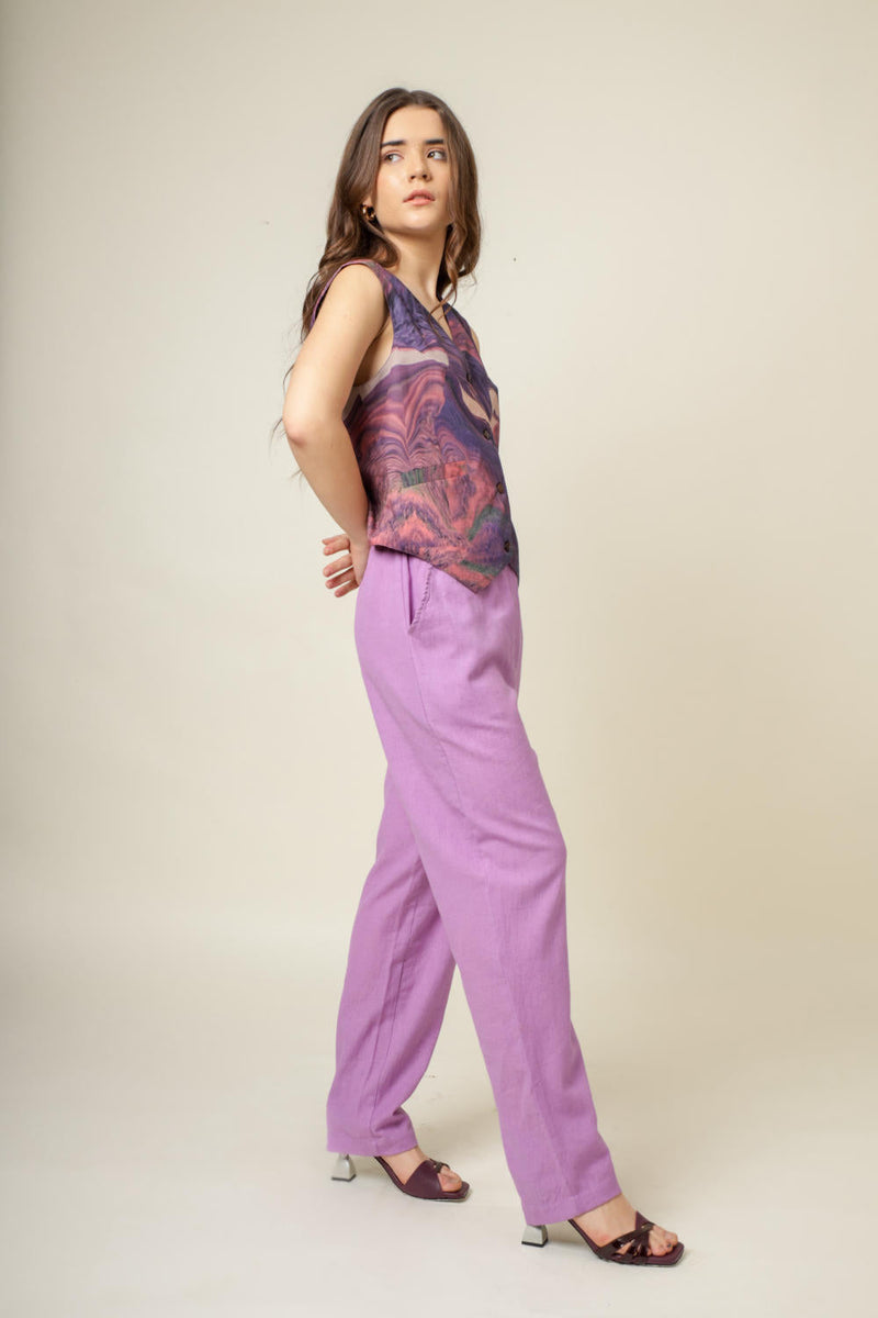 Francis printed coat by Doodlage in purple color for women Worldwide