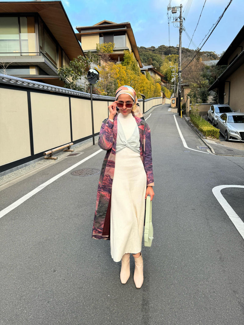 Amelia Printed Trench by Doodlage in purple color for women Worldwide