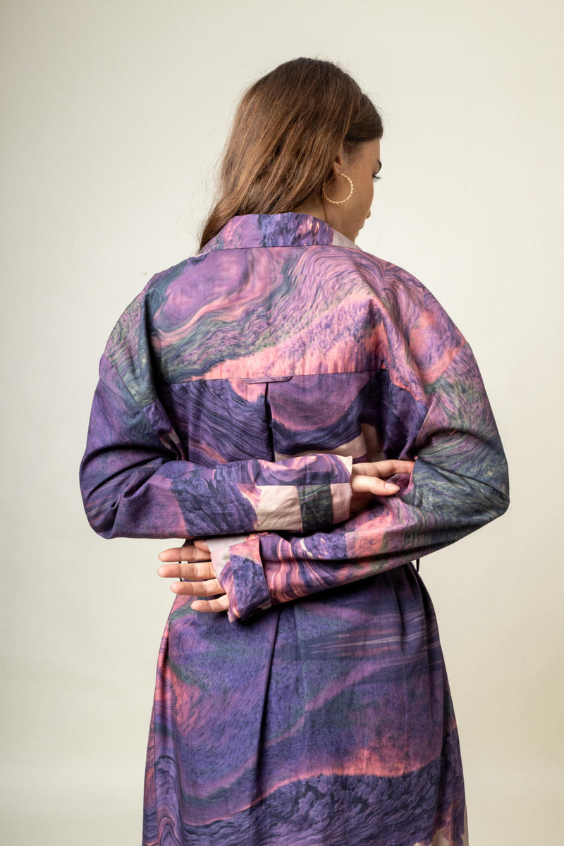 Amelia Printed Trench by Doodlage in purple color for women Worldwide